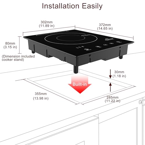 Duxtop Medium Portable Built-in 1800W Induction Cooktop - Energy Efficient & Easy to Use