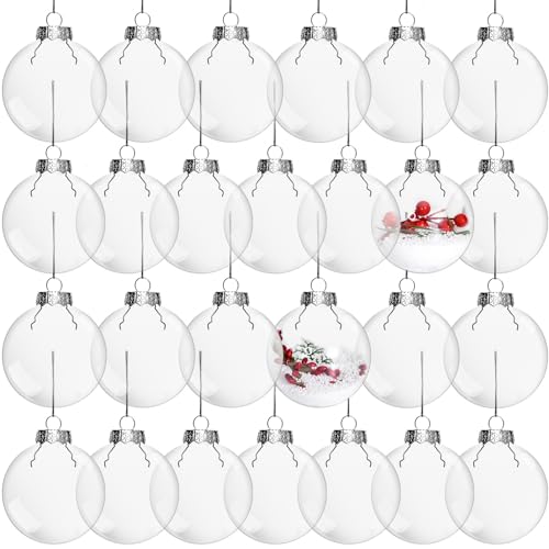 Rocinha 30 Pack Clear Christmas Ornaments 3.15 Inch Shatterproof DIY Holiday Decor