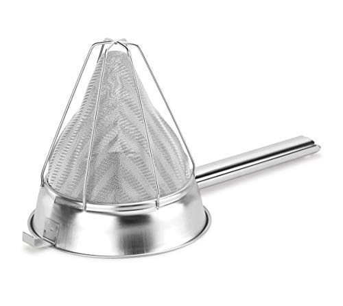 8-Inch Reinforced Fine Mesh Soup & Stock Strainer - Stainless Steel Kitchen Tool