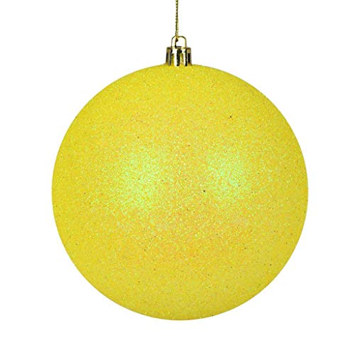 Vickerman 2.4in Yellow Glitter Ball Christmas Ornament, 24 Pack