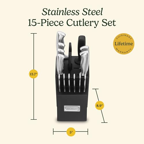 Cuisinart 15-Piece Stainless Steel Knife Set with Block - Hollow Handle