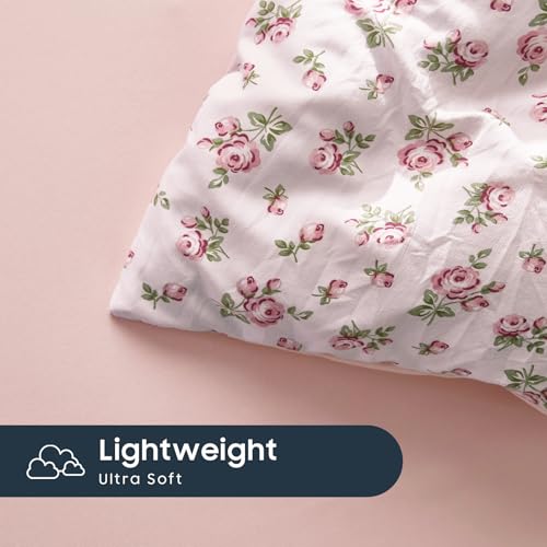 Full Pink Floral Comforter Set with Sheets - 7 Piece Bed in a Bag for Women & Teen Girls