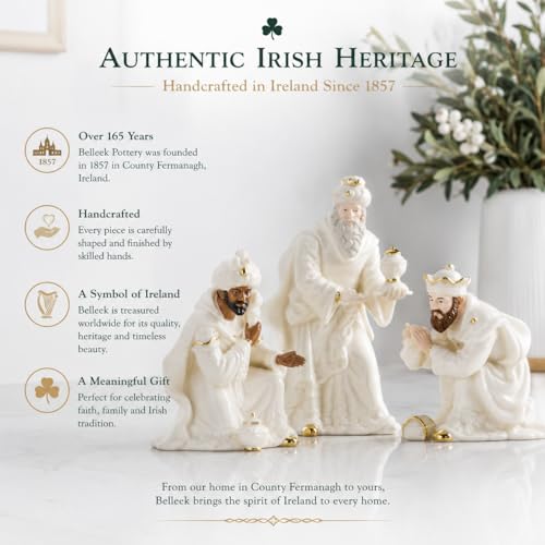 Belleek Living 3 Kings Set - 7.3 Inch Fine China Nativity Figures - Made in Ireland