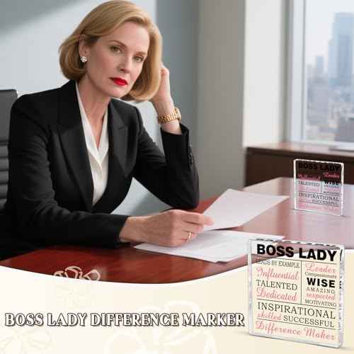 Best Boss Gifts for Women Boss Lady Gifts for Women Hot Pink Office Decor Bosses Day Gift for Bosses Female Desk Decorations for Woman Office Inspirational Appreciation Paperweight Job Promotion