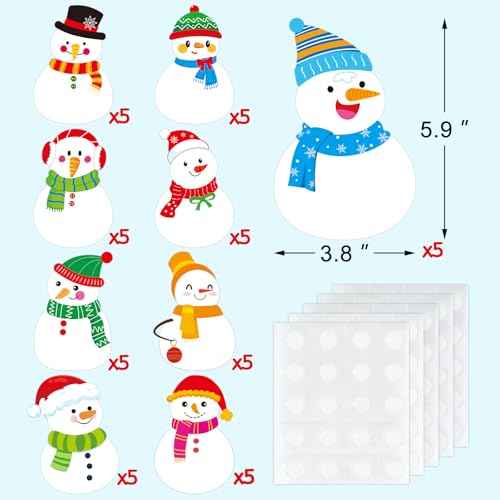 45 Pcs Snowmen Cutouts for Bulletin Board - Winter Classroom Christmas Party Decoration