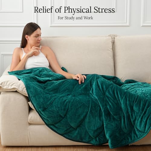 Weighted Blanket for Adults - 20 lbs, 60x78 Inches, Leaf-Inspired, Washable, Green - Variation of THIS listing