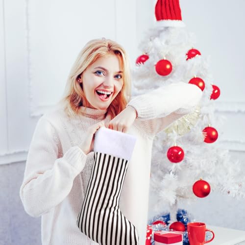 Realspring 4 Pcs Black & White Christmas Stockings Stripes and Dots (Stripes and Dots)