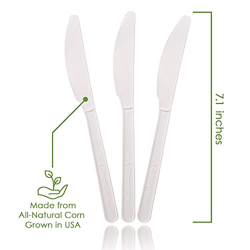 Large Disposable Compostable Knives - 500 Eco-Friendly Heat-Resistant Utensils