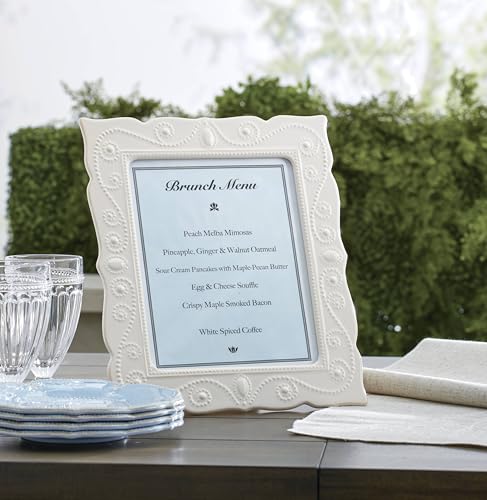 Lenox French Perle White 8x10 Picture Frame - Beaded Ceramic Wall Decor