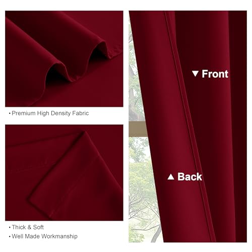 PONY DANCE 42W x 40L Burgundy Red Blackout Curtains, 2 Panels, Thermal Insulated Rod Pocket