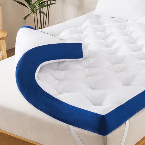 White Queen Memory Foam Mattress Topper 5 Inch Thick Supportive & Breathable