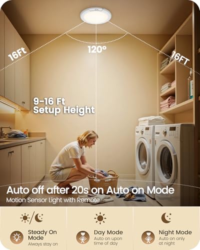 Rechargeable Motion Sensor Ceiling Light with Remote - 2 Pack, 3 Color Temperatures