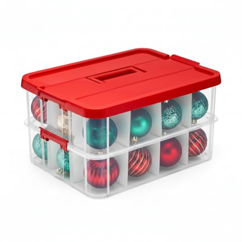 Tribello 2-Layer Christmas Ornament Storage Box Plastic - 24