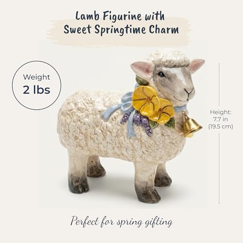 Blue Sky Lamb Figurine - 8 inch Multicolor Spring Tabletop Decor
