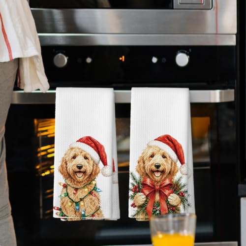 Goldendoodle Christmas Kitchen Towels Set of 2 - Dog Lover Holiday Decor