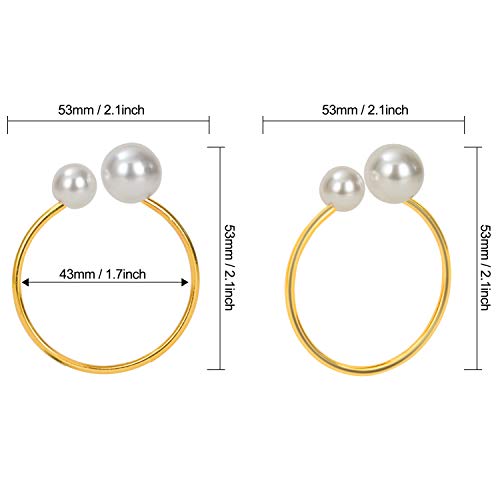 KPOSIYA Pearl Gold Napkin Rings Set of 50 - 1.7 Inch Napkin Holders for Table Decor