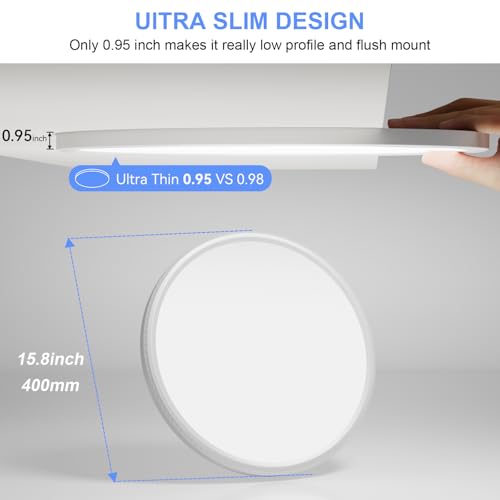 2 Pack 16 Inch Dimmable LED Ceiling Light - White Super Slim Flat Fixture with 5 CCT