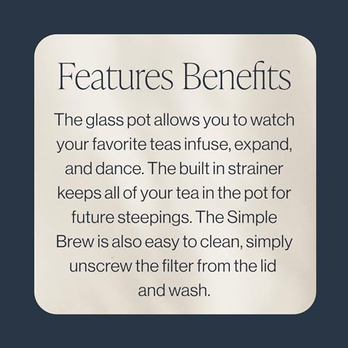 400ml Borosilicate Glass Teapot for Loose Leaf Tea - Simple Brew with Built-in Strainer - 13.5 Fl Oz