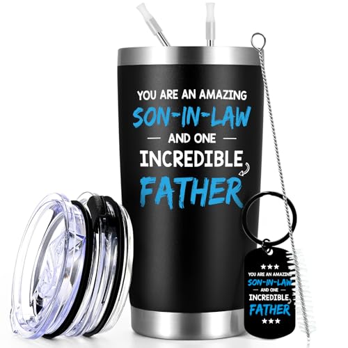 Qtencas Son-In-Law 20oz Insulated Travel Tumbler – You Are an Amazing Son-In-Law & One Incredible Dad – Black