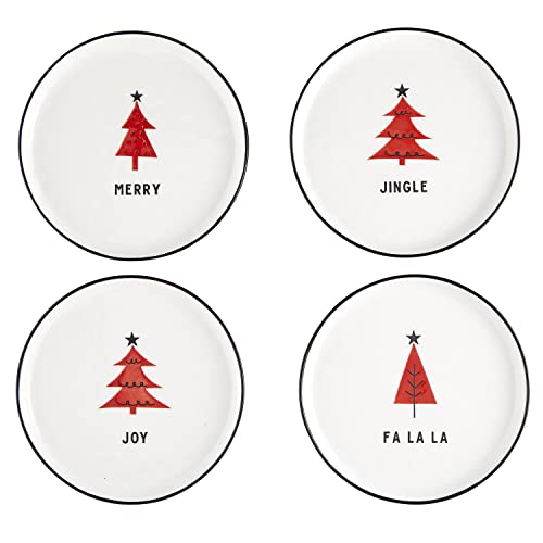 Santa Barbara Design Studio Holiday Appetizer Plates Set of 4 - Red Trees