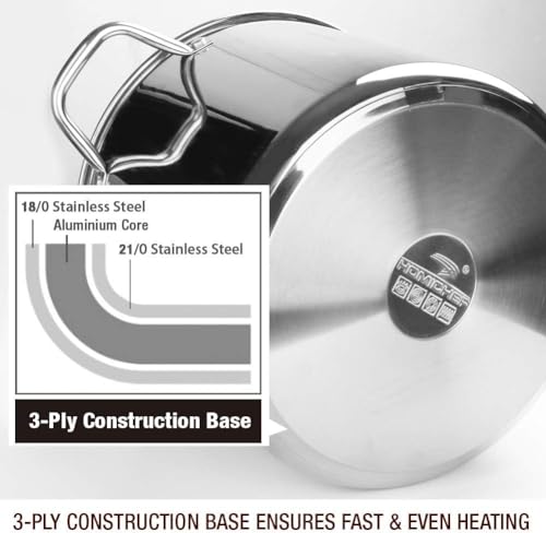 10 Quart Stock Pot with Glass Lid - Mirror Polished Stainless Steel, Nickel-Free, Induction Compatible - Silver Variation