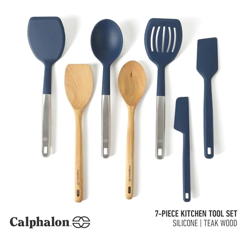 Calphalon Prime 7-Piece Silicone and Teak Wood Kitchen Tool Set,