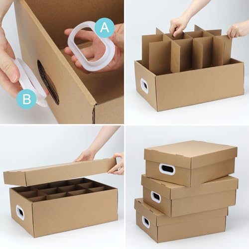 16 Oz Mason Jar Storage Boxes - Cardboard Pantry Organizer with Handles - 16.8 x 12.4 x 6 Inches (Variation: 16Oz-16.8 x 12.4 x 6 Inch / 6)