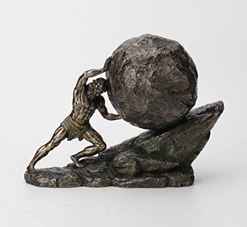 Sisyphus and The Eternal Boulder Sculpture - Cold Cast Bronze Finish, 8 1/8 Inch - Home Decor