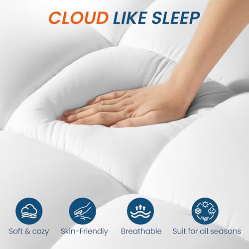 Zalmureta 4-Inch Dual Layer Queen Memory Foam Mattress Topper with Cooling Gel & Deep Pocket Fit, Blue