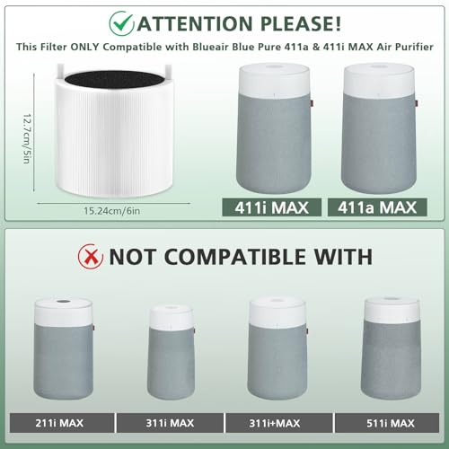 White 2-Pack Replacement Air Filter for Blue Pure 411i Max & 411a Max Purifiers