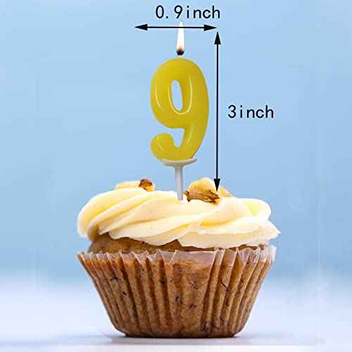 10 Pieces Birthday Cake Candles - Number Candles, Number 0-9 Cake Numeral Candle for Christmas Birthday, Birthday Candles for Wedding Reunion Theme Party (Yellow)