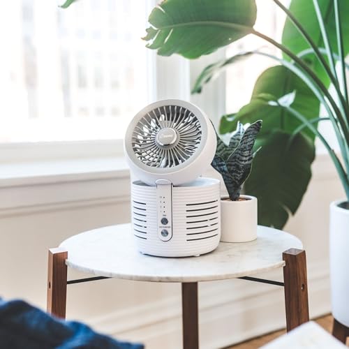 Crane 2-in-1 Air Purifier and Desk Fan - Standard Edition, Small HEPA Filter, Night Stand & Office Use