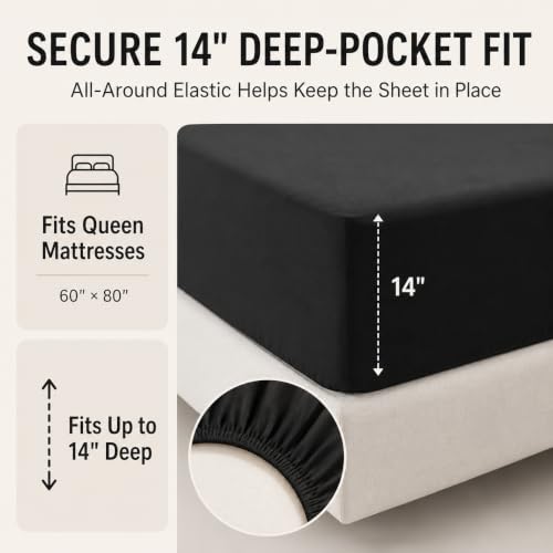 CozyLux Queen Comforter Set Black - 7 Pieces Bed in a Bag, All-Season Warmth