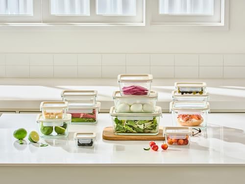 Glass Food Storage Container Set - Airtight Leakproof Tempered Glass, 8 Sizes