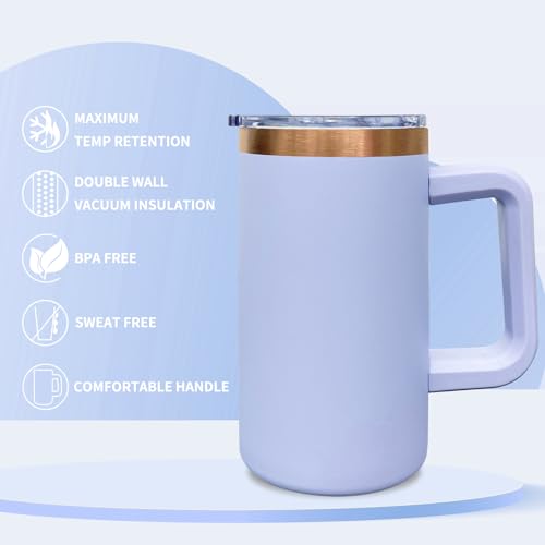 Metalya 22oz Insulated Travel Mug Mixed B / 4 Pack with Handle & Lid