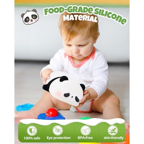 Cute Panda Night Light, Animal Lamp, Food Grade Silicone, Rechargeable, 3 Level Dimmable, Squishy Nursery Nightlight for Desk Decor, Funny Gifts Stuff for Boys Girls Baby, White Elephant Gifts