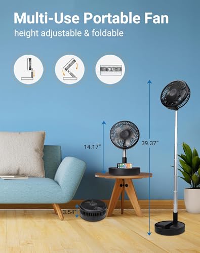 Portable Rechargeable Fan, 7200mAh Battery Operated Fan with Remote