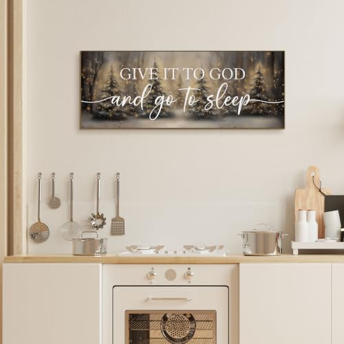 TLESKE Christmas Give It to God and Go to Sleep Sign - 15x40 Large Wall Art (sleep-C)