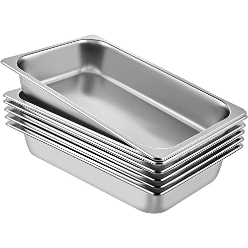 VEVOR 4-Inch Deep Stainless Steel Hotel Pans (6 Pack) Full Size Commercial Food Storage