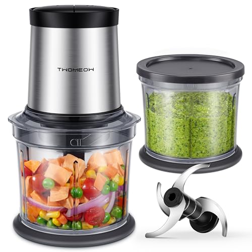 TWOMEOW 4-Cup Electric Food Processor & Chopper with 2 Bowls, 2 Speed, 4 Blades
