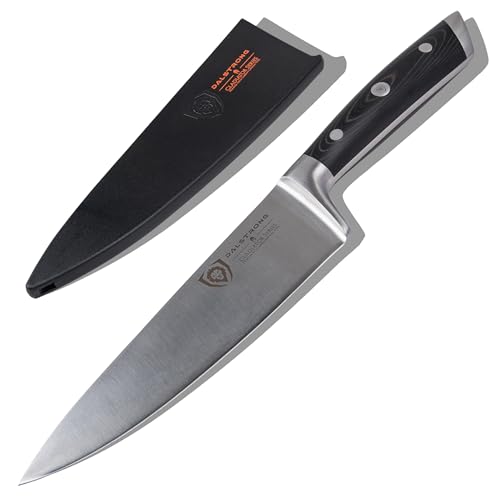 Dalstrong Gladiator Elite 8-Inch Chef Knife - Forged German Steel, Black Handle