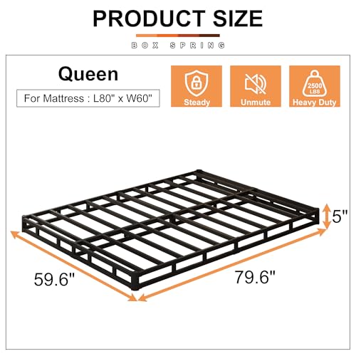 EMODA Queen Size 5-Inch Box Spring Mattress Foundation with Fabric Cover