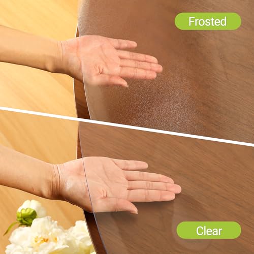 60 Inch Clear Round Table Cover Protector - 2.0mm Plastic Desk Mat, Waterproof & Scratch-Resistant