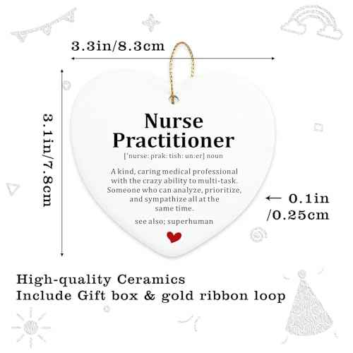 Nurse Practitioner Gifts for Women Hanging Ornament NP Graduation Gifts Nurse Appreciation Thank You Nurses Week Gift Medical Assistant Gift Hialektur Christmas Ceramic Heart Keepsake