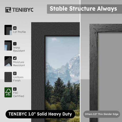 TENIBYC 24x36 Poster Frame Black Wood 3 Pack Wall Mount Picture Frames