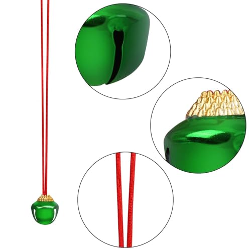 URATOT Christmas Jingle Bell Necklaces Set 24 Pack with Red, Gold, Green, Silver Ribbons