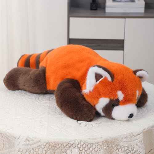 Red Panda Plush Stuffed Animal - Sleeping Plush Toy Pillow, Cute Hugging Plushie, Room Decor, Christmas Birthday Gifts for Kids Girls Boys (11.8in)