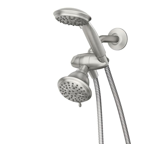 Dual Shower Head with Handheld Sprayer - Spot Resist Brushed Nickel, 8 Functions, 6 Spray Settings, Classic Variation