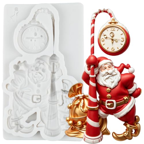 Christmas Santa Claus Silicone Fondant Mold – Vintage Clock Style K