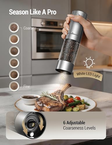 ThermoMaven Electric Salt and Pepper Grinder Set with 110ML Large